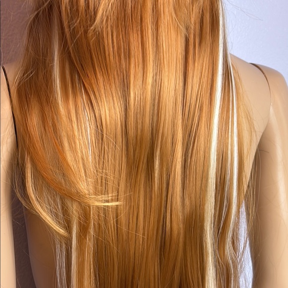 Extra Long Anna Frozen - Strawberry Blonde Wig With White Streak Highlights - Picture 3 of 10